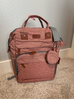 Dusty Rose Quilted Baby Backpack Diaper Bag